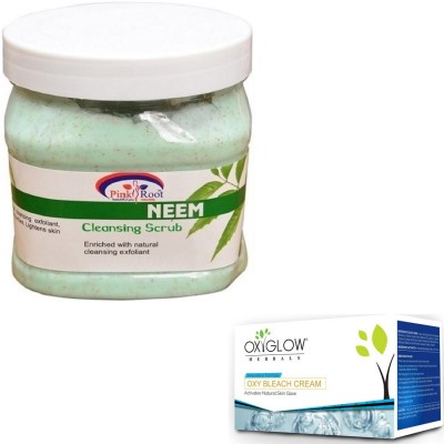 

Pink Root NEEM SCRUB 500GM WITH OXYGLOW OXY BLEACH 50GM(Set of 2)