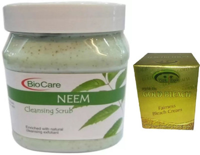 

Pink Root GOLD BLEACH 43G WITH BIOCARE NEEM SCRUB 500GM(Set of 2)