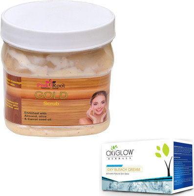 

Pink Root GOLD SCRUB 500GM WITH OXYGLOW OXY BLEACH 50GM(Set of 2)