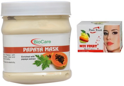 

Pink Root MIX FRUIT BLEACH 43G WITH BIOCARE PAPAYA MASK 500G(Set of 2)