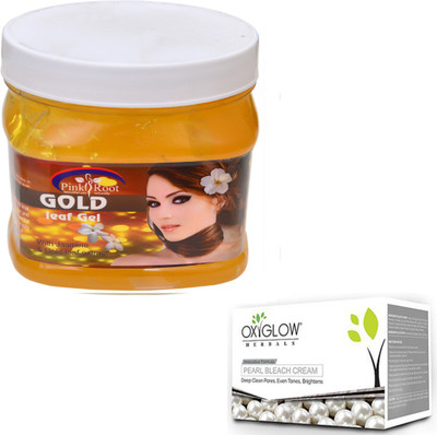 

Pink Root GOLD GEL 500GM WITH OXYGLOW PEARL BLEACH 50GM(Set of 2)