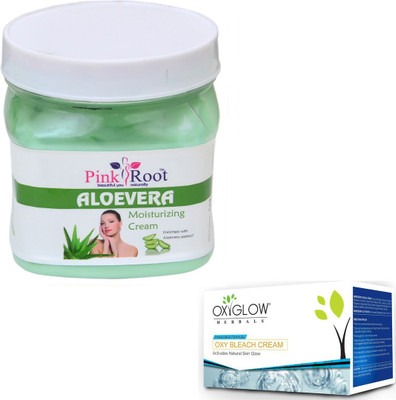 

Pink Root ALOEVERA CREAM 500GM WITH OXYGLOW OXY BLEACH 50GM(Set of 2)