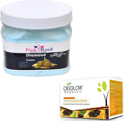 

Pink Root DIAMOND CREAM 500GM WITH OXYGLOW PAPAYA PAPAYA 50GM(Set of 2)