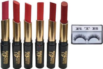 

RTB MATTE LIPSTICK SET OF 6 ANY COLOR WITH FALSE EYELASH 1 PAIR(Set of 7)