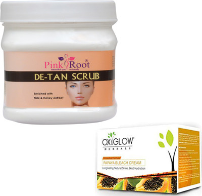 

Pink Root DE-TAN SCRUB 500GM WITH OXYGLOW PAPAYA PAPAYA 50GM(Set of 2)