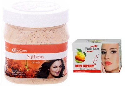 

Pink Root MIX FRUIT BLEACH 43G WITH BIOCARE SAFFRON SCRUB 500GM(Set of 2)