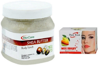 Pink Root MIX FRUIT BLEACH 43G WITH BIOCARE SHEA BUTTER CREAM 500GM(Set of 2)