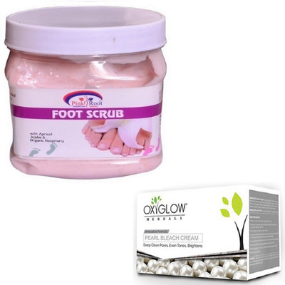

Pink Root FOOT SCRUB 500GM WITH OXYGLOW PEARL BLEACH 50GM(Set of 2)