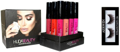 

Aerwin Eyelash And Huda Beauty Gol Huda Lipstick Of 12 Shades(Set of 13)