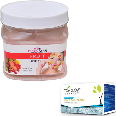 

Pink Root FRUIT SCRUB 500GM WITH OXYGLOW OXY BLEACH 50GM(Set of 2)