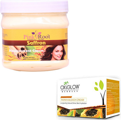 

Pink Root SAFRON CREAM 500GM WITH OXYGLOW PAPAYA PAPAYA 50GM(Set of 2)