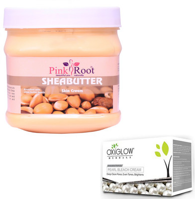 

Pink Root SHEA BUTTER CREAM 500GM WITH OXYGLOW PEARL BLEACH 50GM(Set of 2)