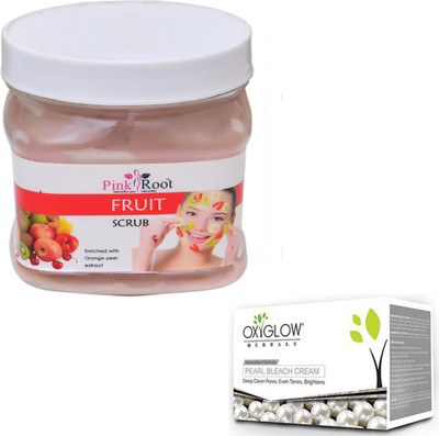 

Pink Root FRUIT SCRUB 500GM WITH OXYGLOW PEARL BLEACH 50GM(Set of 2)