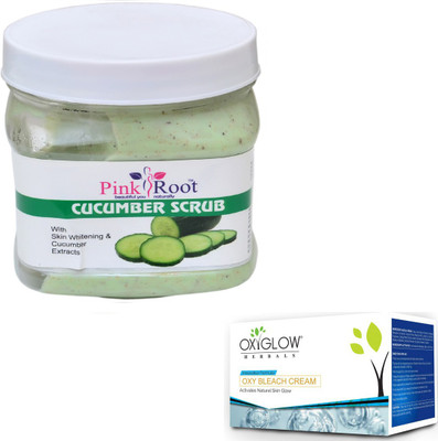 

Pink Root CUCUMBER SCRUB 500GM WITH OXYGLOW OXY BLEACH 50GM(Set of 2)