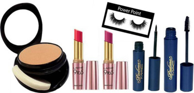 

powerpoint Eyelashes, Two Way Compact, Padma Eyeliner & Mascara, 9to5 Lipstick Pack of 2(Set of 6)