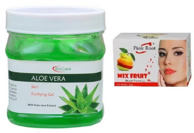 

Pink Root MIX FRUIT BLEACH 43G WITH BIOCARE ALOEVERA GEL 500GM(Set of 2)