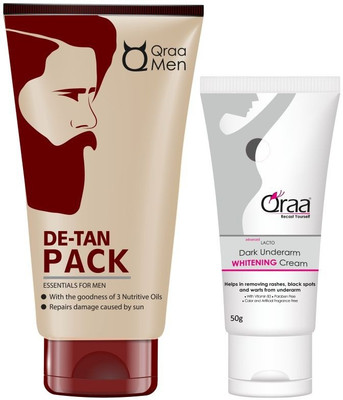 

Qraa Lacto Underarm Black spot Treatment cream 50gm+De Tan Pack 120gm(Set of 2)