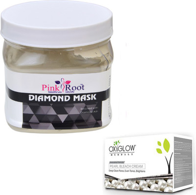 

Pink Root DIAMOND MASK 500GM WITH OXYGLOW PEARL BLEACH 50GM(Set of 2)