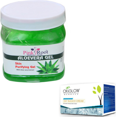 

Pink Root ALOEVERA GEL 500GM WITH OXYGLOW OXY BLEACH 50GM(Set of 2)
