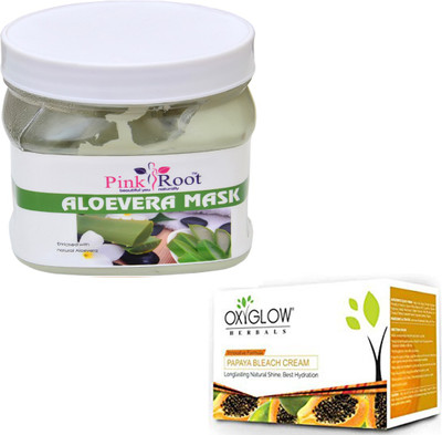 

Pink Root ALOEVERA MASK 500GM WITH OXYGLOW PAPAYA PAPAYA 50GM(Set of 2)