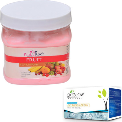 Pink Root FRUIT CREAM 500GM WITH OXYGLOW OXY BLEACH 50GM(Set of 2)