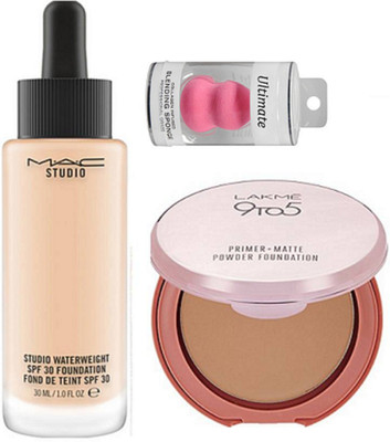 

Ultimate Sponge Puff, Water Wight Foundation & Lakme 9 to 5 Primer Matte Compact(Set of 3)