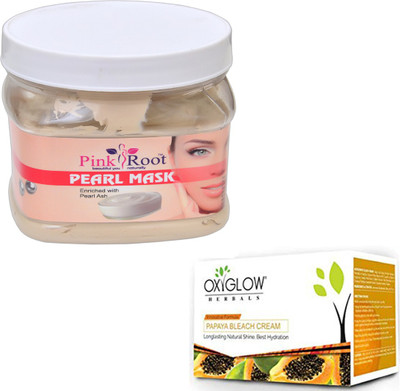 

Pink Root PEARL MASK 500GM WITH OXYGLOW PAPAYA PAPAYA 50GM(Set of 2)
