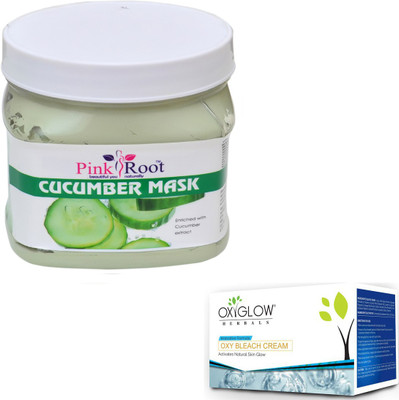 

Pink Root CUCUMBER MASK 500GM WITH OXYGLOW OXY BLEACH 50GM(Set of 2)