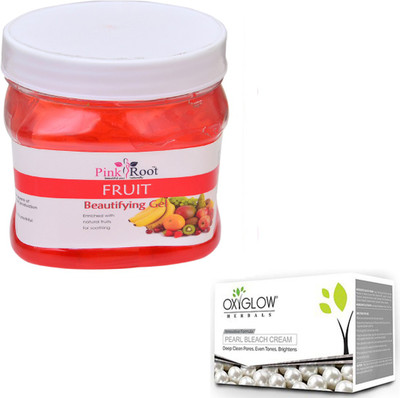 

Pink Root FRUIT GEL 500GM WITH OXYGLOW PEARL BLEACH 50GM(Set of 2)