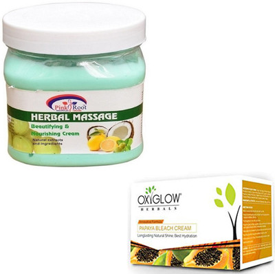 

Pink Root HERBAL MASSAGE CREAM 500GM WITH OXYGLOW PAPAYA PAPAYA 50GM(Set of 2)