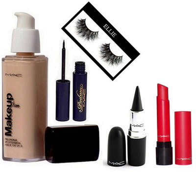 

ELLIE Eyelashes,Makeup Pro Longwear Foundation &Padma Eyeliner,stick kajal,liptensity lipstick(Set of 5)