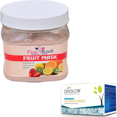 

Pink Root FRUIT MASK 500GM WITH OXYGLOW OXY BLEACH 50GM(Set of 2)