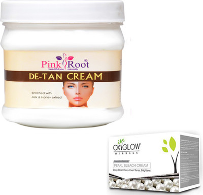 

Pink Root DE-TAN CREAM 500GM WITH OXYGLOW PEARL BLEACH 50GM(Set of 2)