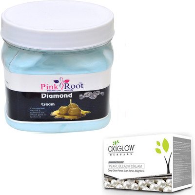 

Pink Root DIAMOND CREAM 500GM WITH OXYGLOW PEARL BLEACH 50GM(Set of 2)