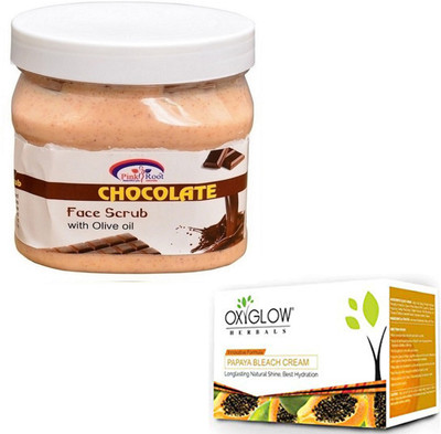 

Pink Root CHOCOLATE SCRUB 500GM WITH OXYGLOW PAPAYA PAPAYA 50GM(Set of 2)