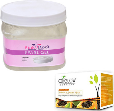 

Pink Root PEARL GEL 500GM WITH OXYGLOW PAPAYA PAPAYA 50GM(Set of 2)