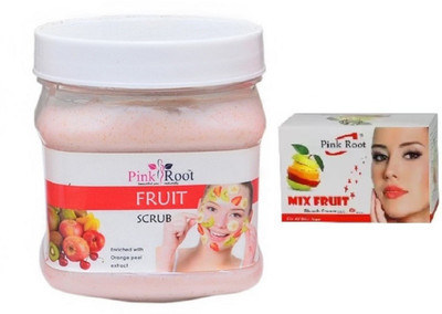 Pink Root MIX FRUIT BLEACH 43G WITH BIOCARE FRUIT SCRUB 500GM(Set of 2)