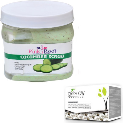 

Pink Root CUCUMBER SCRUB 500GM WITH OXYGLOW PEARL BLEACH 50GM(Set of 2)