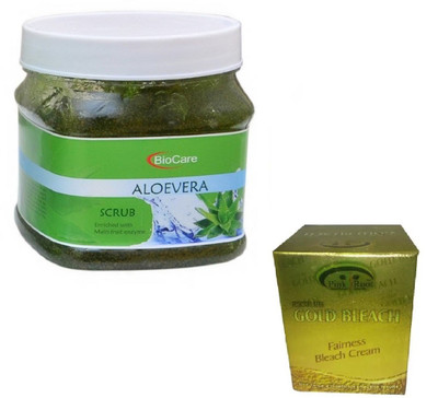 

Pink Root GOLD BLEACH 43G WITH BIOCARE ALOEVERA SCRUB 500GM(Set of 2)