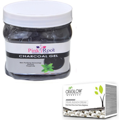 

Pink Root CHARCOAL GEL 500GM WITH OXYGLOW PEARL BLEACH 50GM(Set of 2)