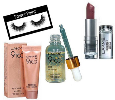 

powerpoint Eyelashes&Weightless Mousse 6gm&Face Serum 9 to 5&Enrich Lipstick(Set of 4)