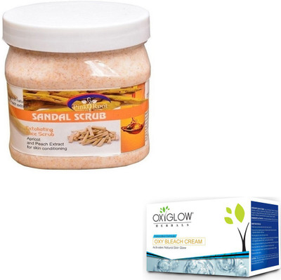

Pink Root SANDAL SCRUB 500GM WITH OXYGLOW OXY BLEACH 50GM(Set of 2)