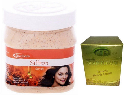

Pink Root GOLD BLEACH 43G WITH BIOCARE SAFFRON SCRUB 500GM(Set of 2)