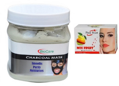 

Pink Root MIX FRUIT BLEACH 43G WITH BIOCARE CHARCOAL MASK 500GM(Set of 2)