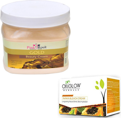 

Pink Root GOLD CREAM 500GM WITH OXYGLOW PAPAYA PAPAYA 50GM(Set of 2)
