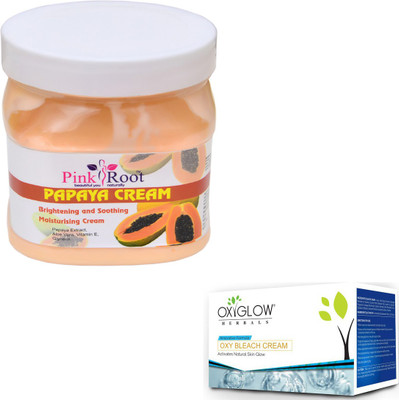 

Pink Root PAPAYA CREAM 500GM WITH OXYGLOW OXY BLEACH 50GM(Set of 2)