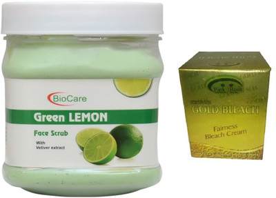 

Pink Root GOLD BLEACH 43G WITH BIOCARE GREEN LEMON FACE SCRUB 500G(Set of 2)