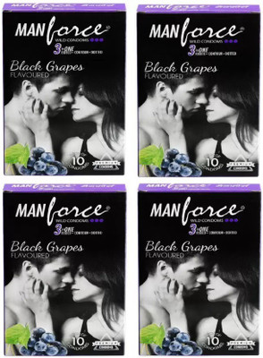 Manforce Black Grapes, Dotted Combo 4 ((Set of 4, 40S) Condom(Set of 4, 40S)