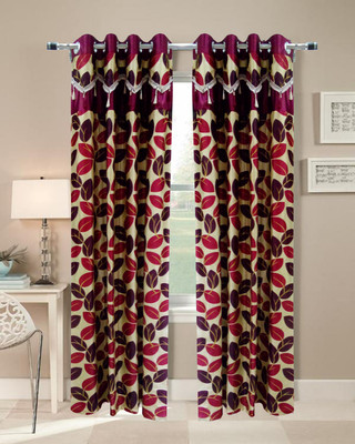 40% OFF on Homefab India 244 cm (8 ft) Polyester Door Curtain Single Curtain(Floral, Maroon)
