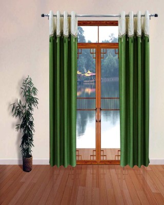 Homefab India 274.5 cm (9 ft) Polyester Room Darkening Long Door Curtain (Pack Of 2)(Solid, Green)
